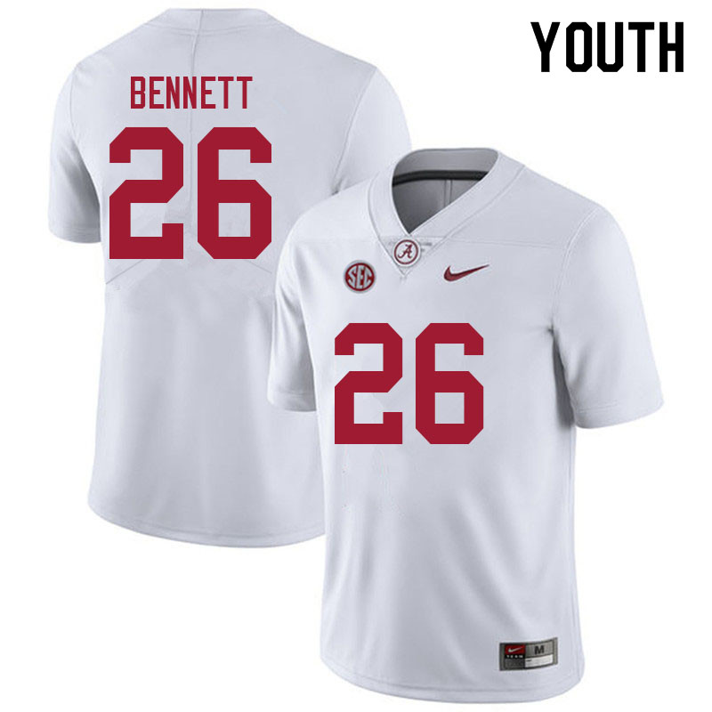Youth #26 Jonathan Bennett Alabama Crimson Tide College Football Jerseys Sale-White